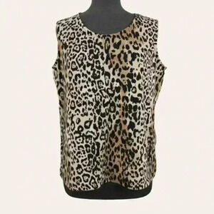 TanJay Petite sleeveless‎ medium leopard print top medium
